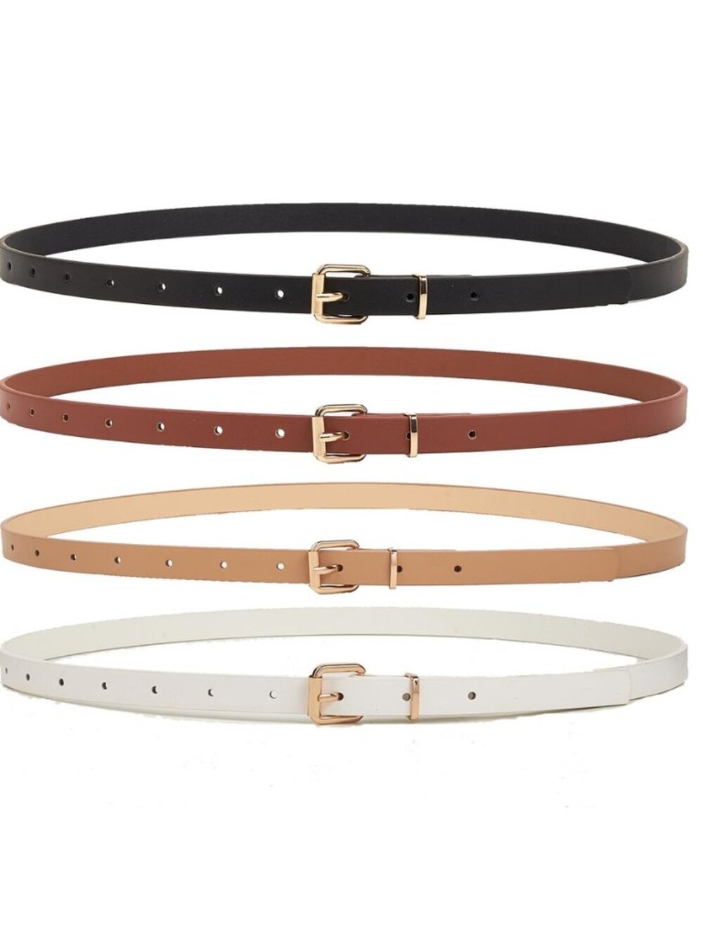 4 Pack Women Skinny Belts for Jeans Dress Thin Waist Belt